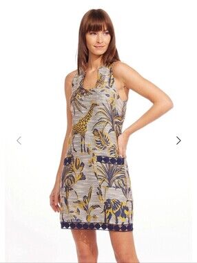 Eva Franco Nina Tapestry Dress - Serengeti Size 4 Crochet Hem African Print